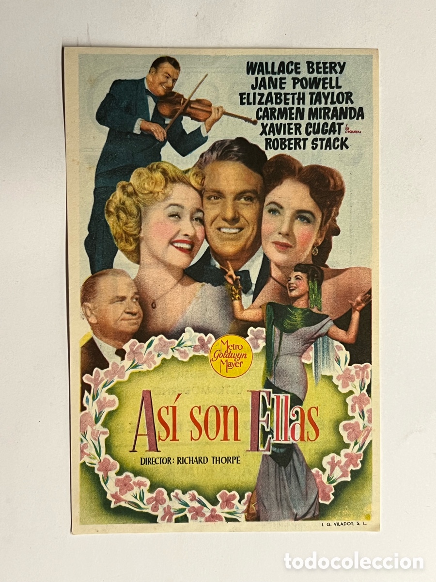 Cine: CASTELL&Oacute;N Cine Saboya. Programa AS&Iacute; SON ELLAS.. con, WALLACE BEERY, JANE POWELL (a.1950)
