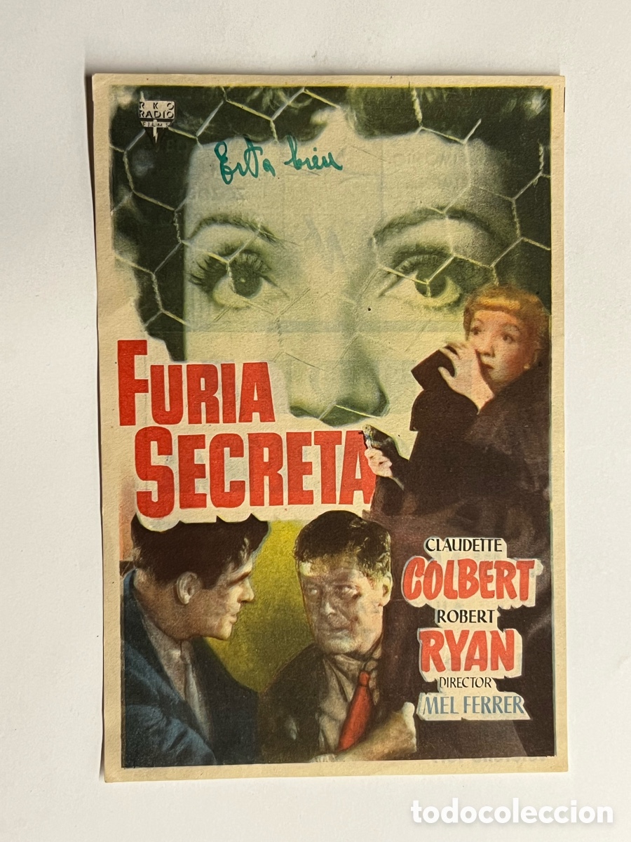 Cine: CASTELL&Oacute;N Cine Saboya. Programa FURIA SECRETA , con Claudette Colbert, Robert Ryan (a.1951)