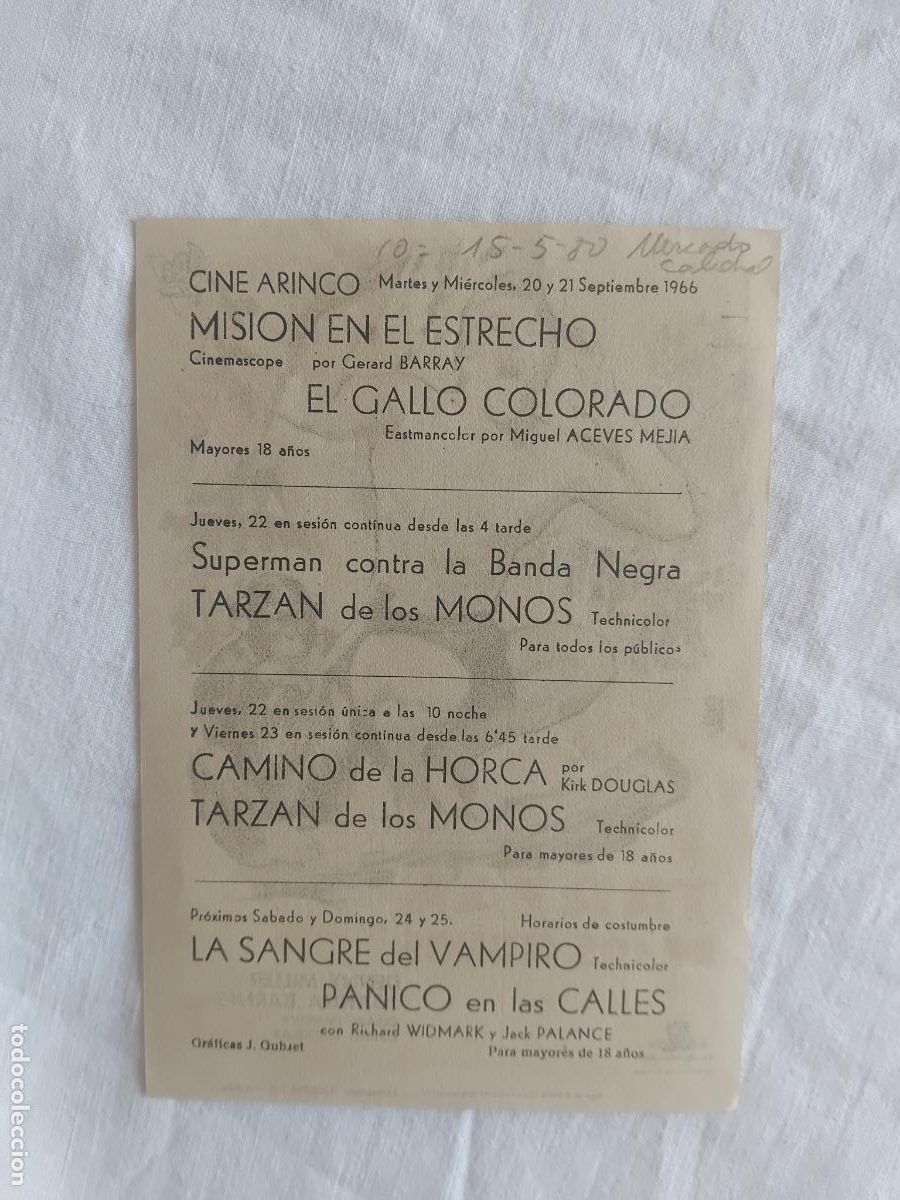 Cine: PROGRAMA DE CINE TARZAN DE LOS MONOS. CINE ARINCO. - Foto 2