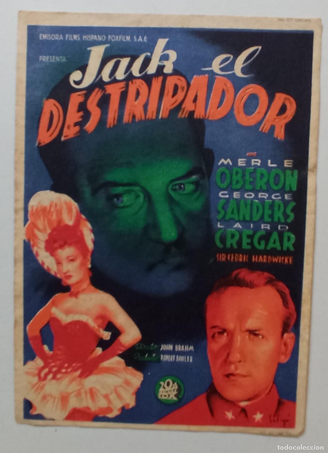 Cine: PROGRAMA DE CINE. MERLE OBERON. JACK EL DESTRIPADOR. SOLIG&Oacute;. CINE AVELLANEDA. LAS PALMAS