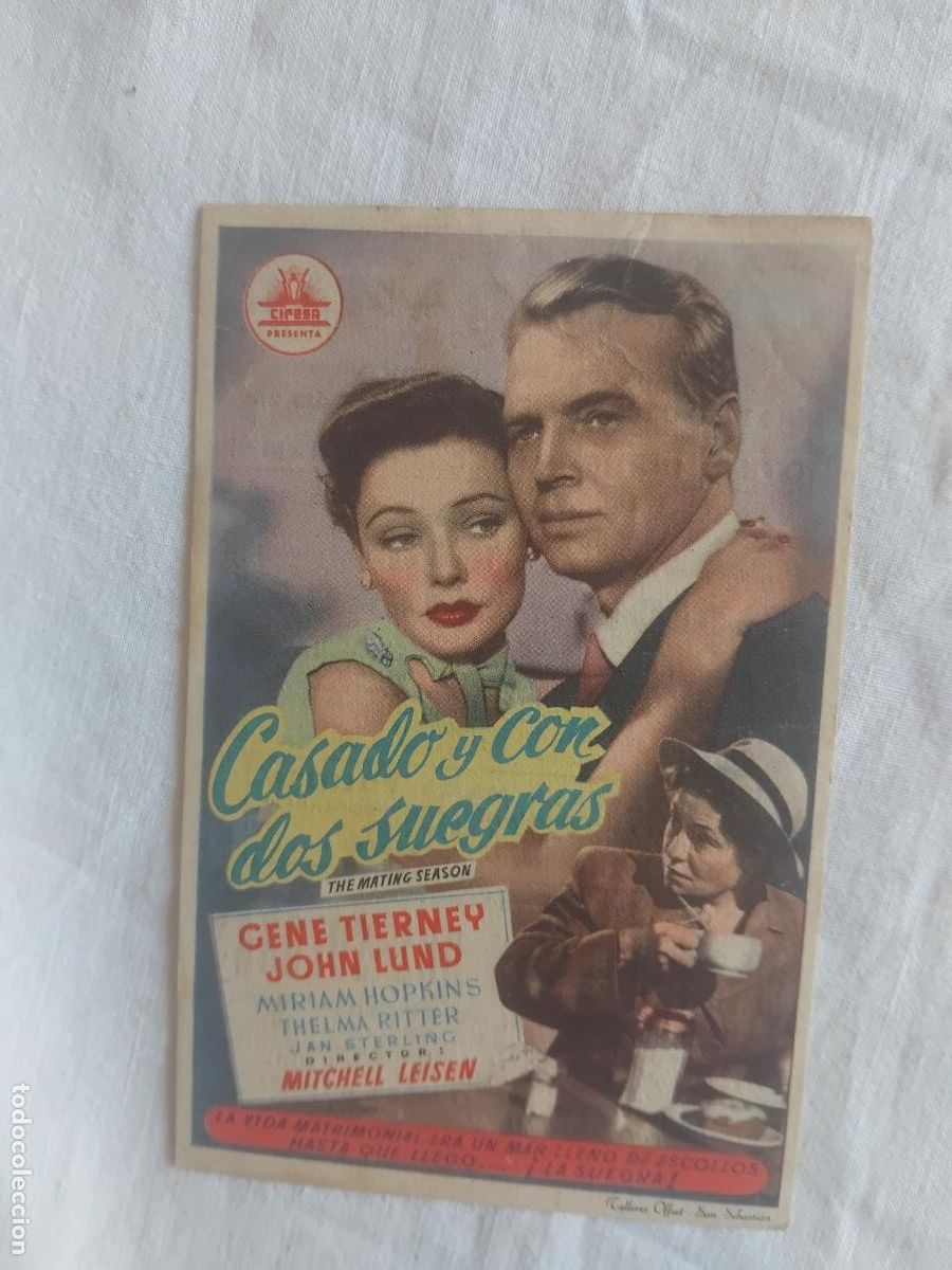 Cine: PROGRAMA DE CINE CASADO Y CON DOS SUEGRAS. CINE MIRAMAR CANET DE MAR 1952