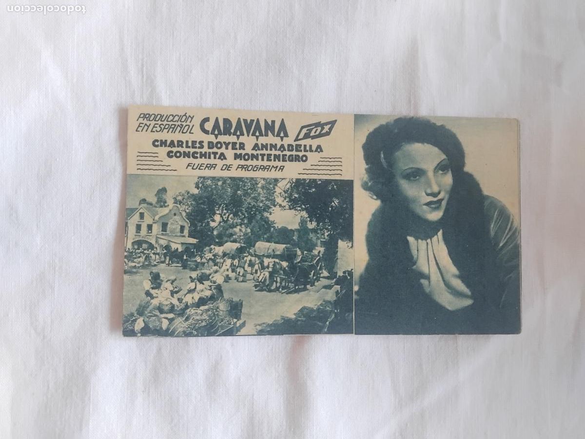 Cine: PROGRAMA DE CINE CARTON. CARAVANA. CHARLES BOYER. CINEMA SALA MERCE. ARENYS DE MAR. 1935.