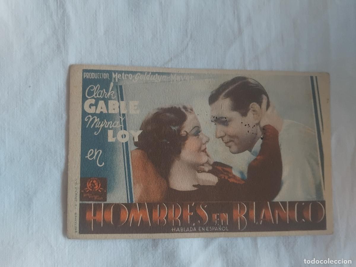 Cine: PROGRAMA DE CINE CARTON. HOMBRES DE BLANCO. CLARK GABLE. MYRNA LOY. CINE SMART.