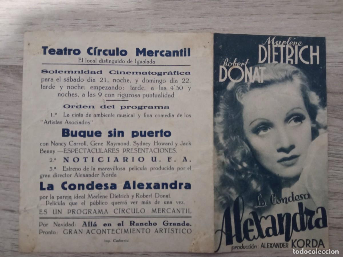 Cine: LA CONDESA ALEXANDRA, MARLENE DIETRICH, TEATRO C&Iacute;RCULO MERCANTIL, IGUALADA