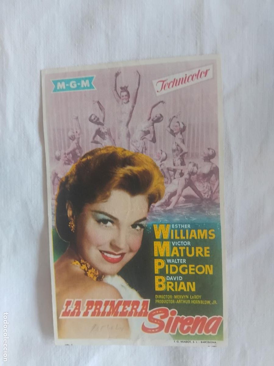 Cine: PROGRAMA DE CINE LA PRIMERA SIRENA. ESTHER WILLIAMS. SALON CINE NURIA AMER 1955.