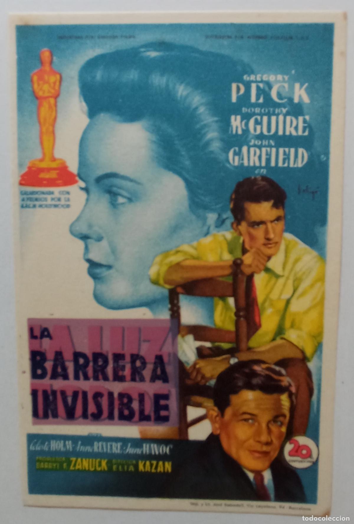 Cine: PROGRAMA DE CINE. GREGORY PECK. LA BARRERA INVISIBLE. SOLIG&Oacute;.