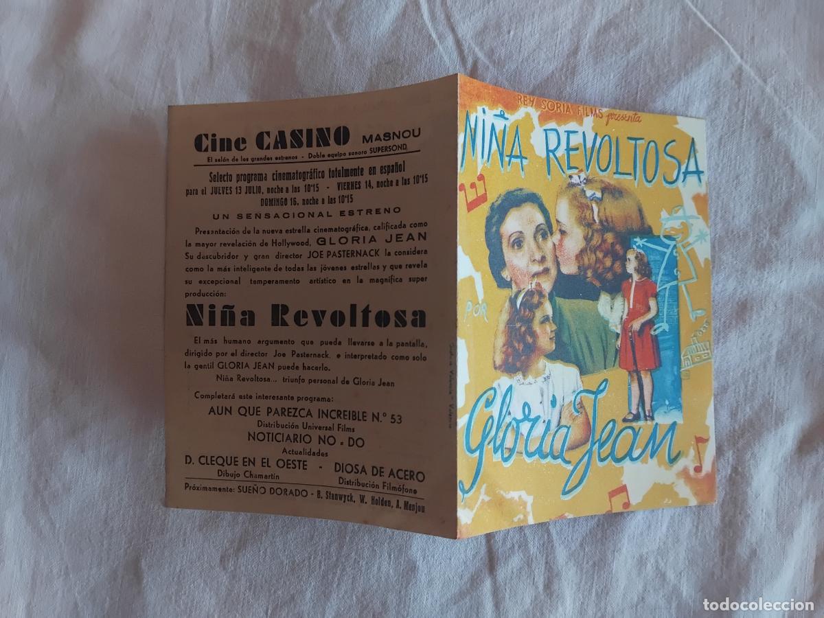 Cine: PROGRAMA DE CINE DOBLE NI&Ntilde;A REVOLTOSA. GLORIA JEAN. CINE CASINO MASNOU.