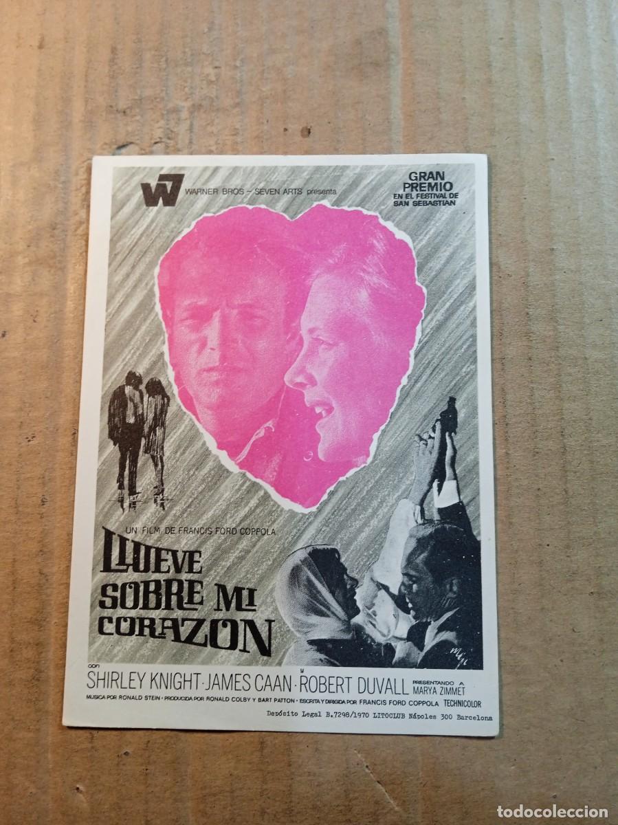 Cine: FOLLETO DE MANO SIN PUBLCIDAD LLUEVE SOBRE MI CORAZON