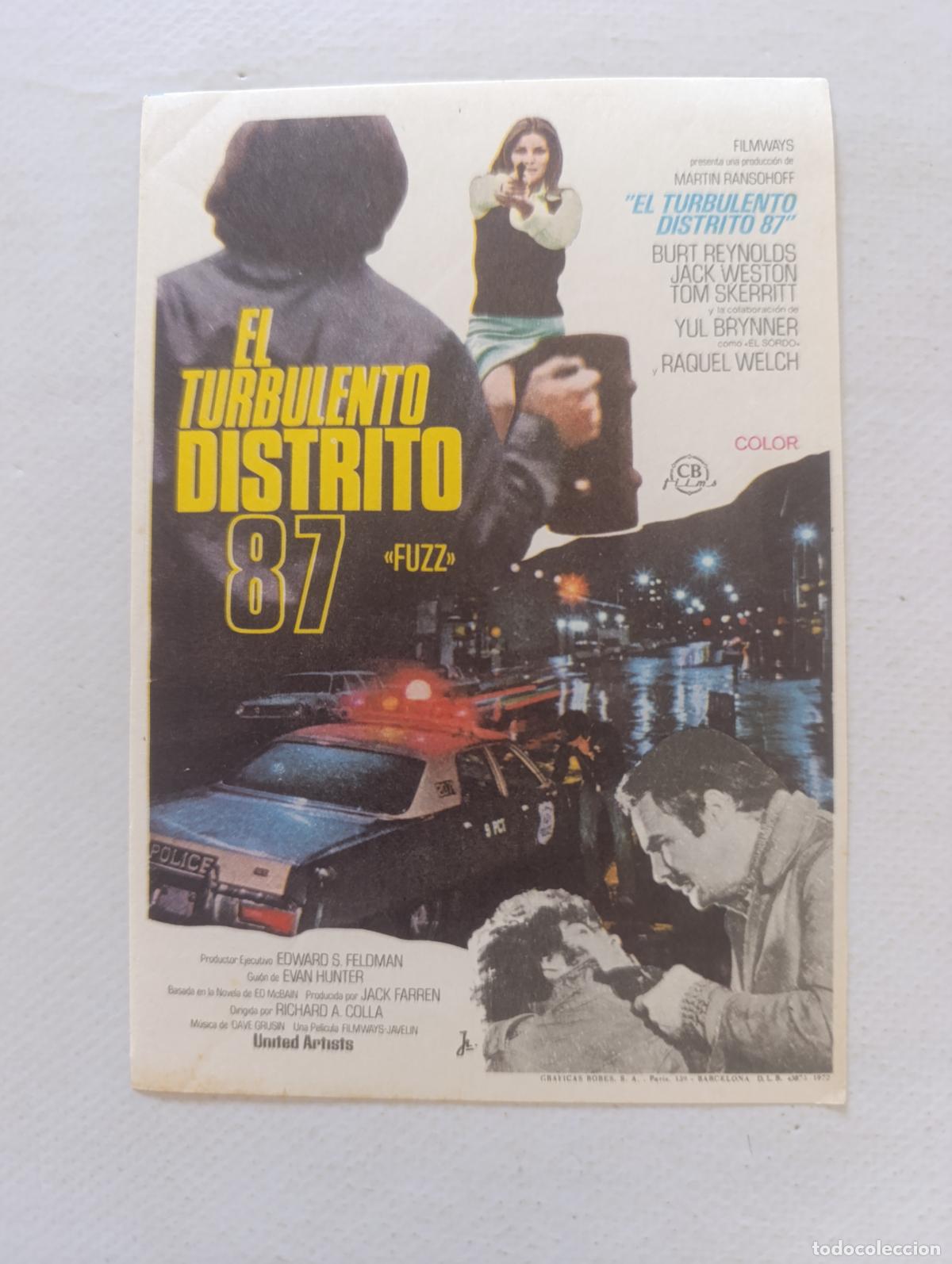Cine: FOLLETO DE MANO - EL TURBULENTO DISTRITO 87 (FUZZ) - BURT REYNOLDS - SIN PUBLICIDAD (148H)