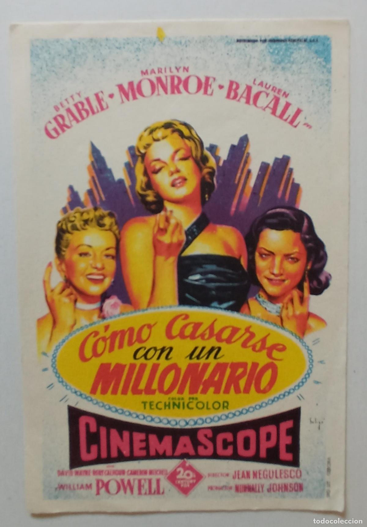 Cine: PROGRAMA DE CINE. MARILYN MONROE. C&Oacute;MO CASARSE CON UN MILLONARIO. SOLIG&Oacute;. CINE CAPITOL. LAS PALMAS