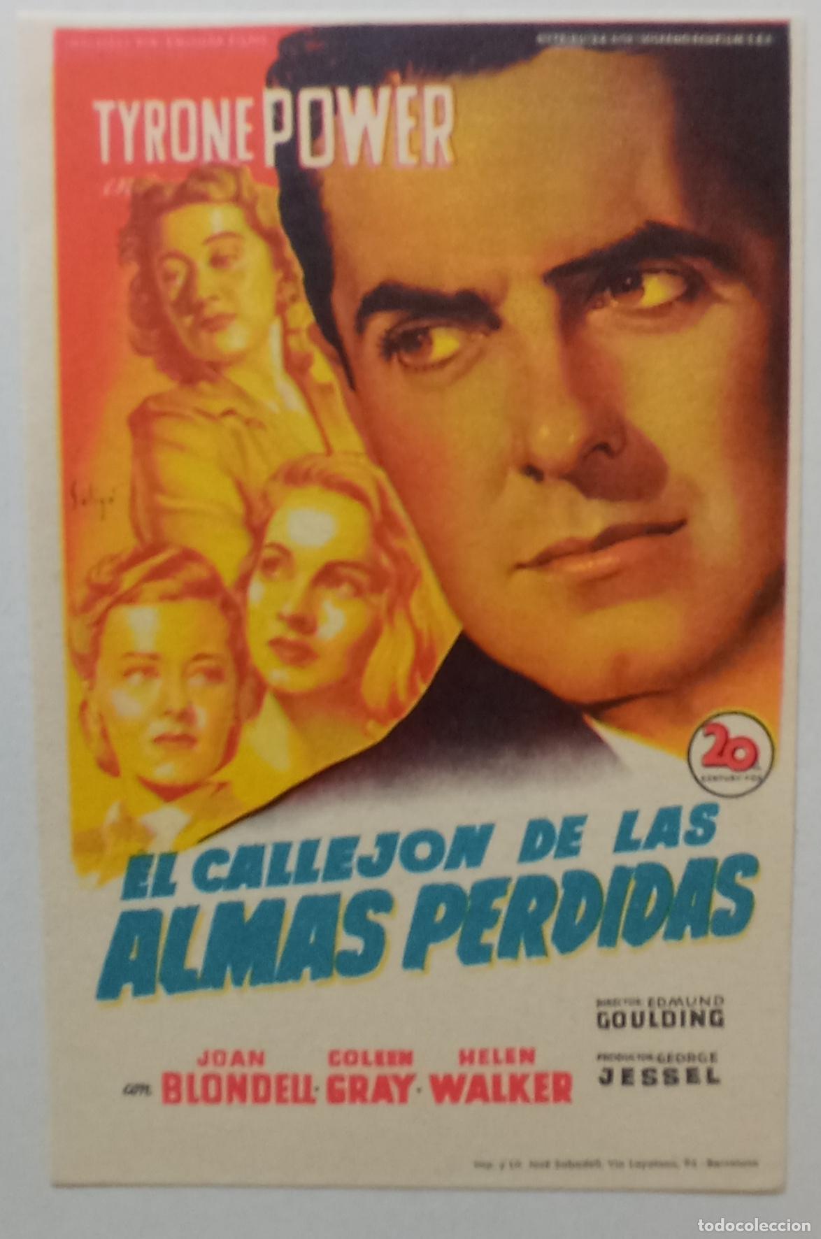 Cine: PROGRAMA DE CINE. TYRONE POWER. EL CALLEJ&Oacute;N DE LA ALMAS PERDIDAS. SOLIG&Oacute;