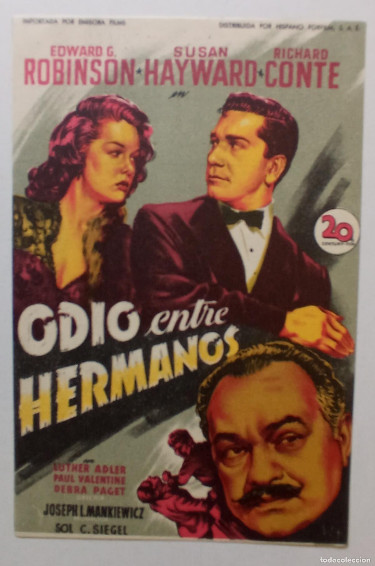 Cine: PROGRAMA DE CINE. EDWARD G. ROBINSON. SUSAN HAYWARD. ODIO ENTRE HERMANOS. SOLIG&Oacute;