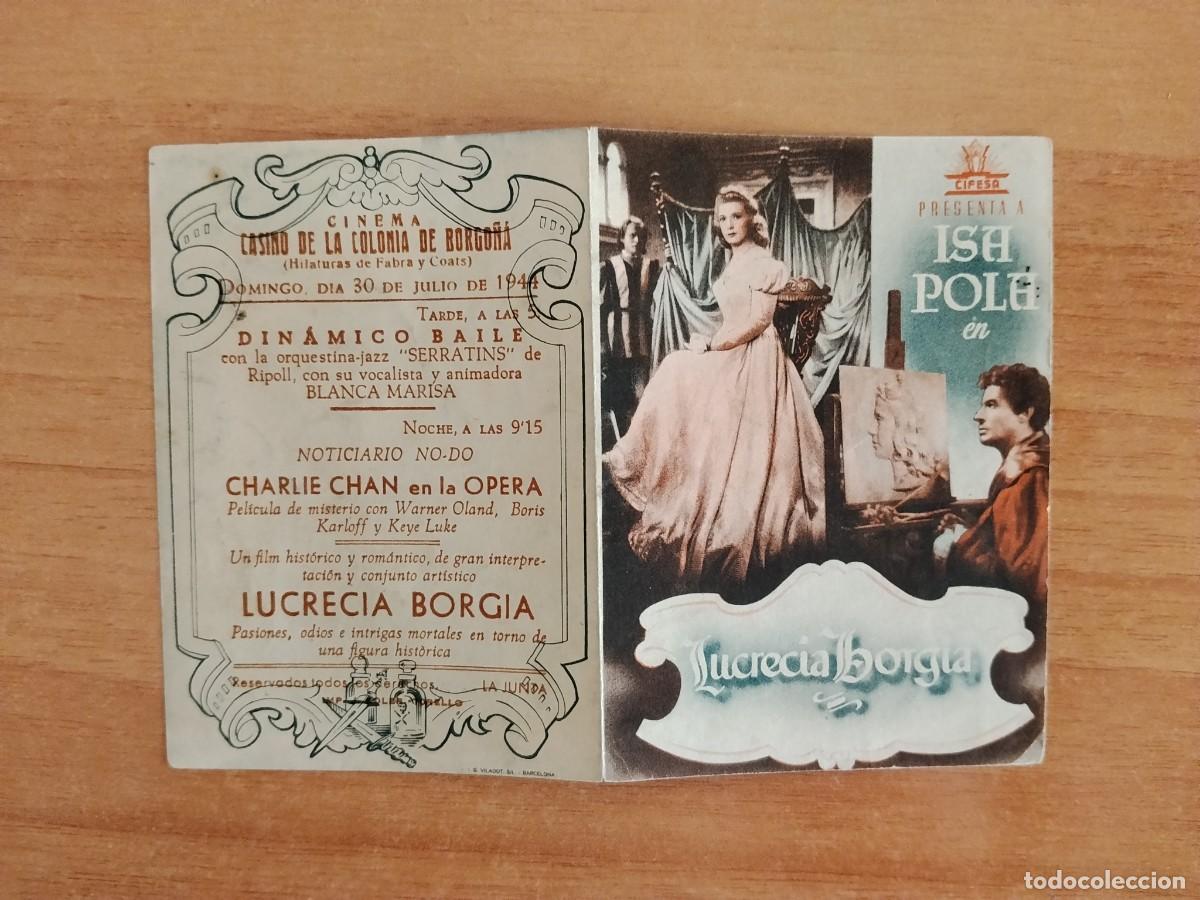 Cine: ROSA-PROGRAMA DE LA PELICULA---lucrecia borgia