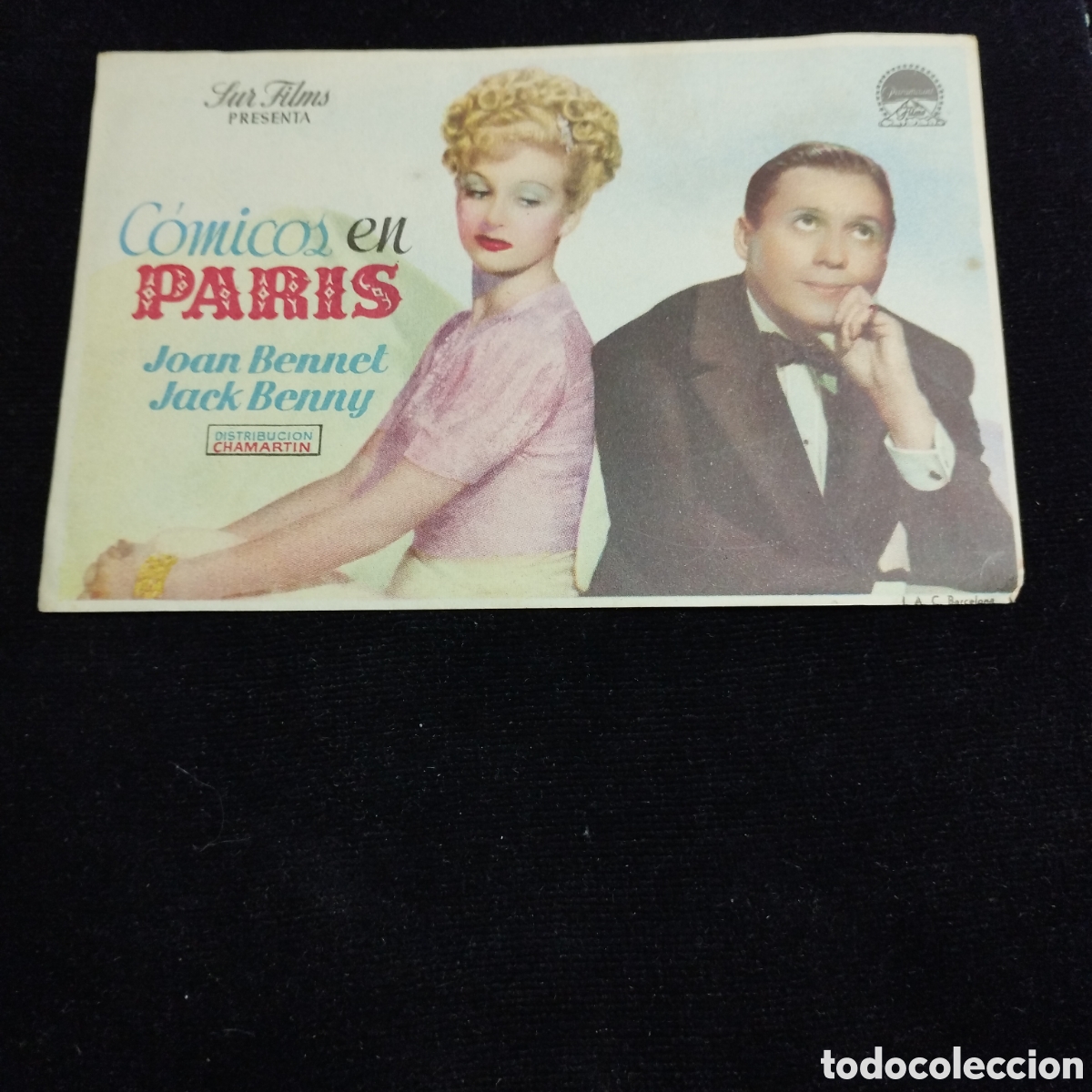 Cine: Programa de cine, sencillo. C&oacute;micos en Par&iacute;s. Joan Bennet. Jack Benny. Sp