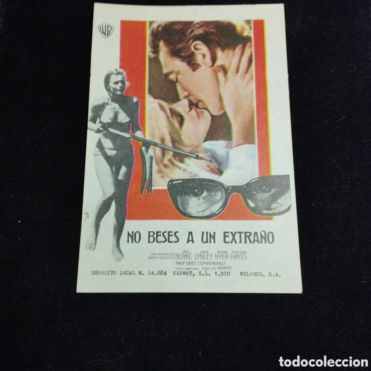 Cine: Programa de cine sencillo. No beses a un extra&ntilde;o. Paul Burke. Carol Lynley. Sp
