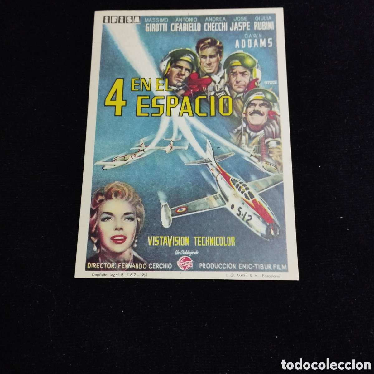 Cine: Programa de cine sencillo.4 en el espacio. Massimo Girotti. Antonio Cifariello. Sp