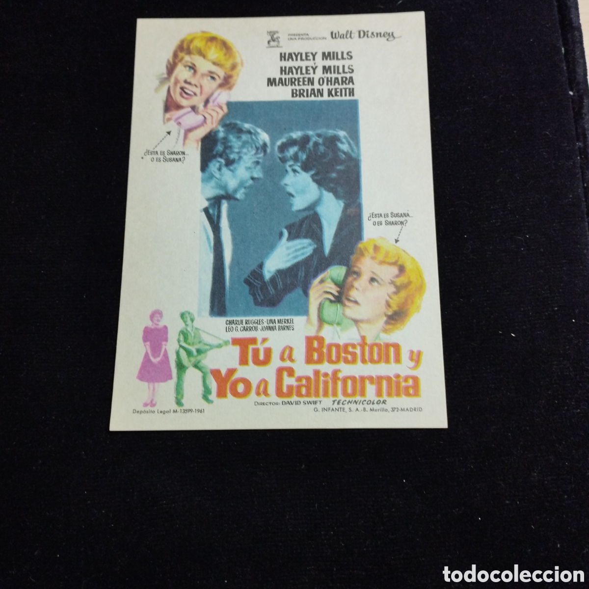Cine: Programa de cine sencillo. T&uacute; a Boston yo a California. Hayley Mills. Sp