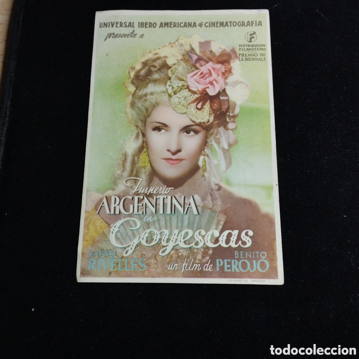 Cine: Programa de cine sencillo. Goyescas. Imperio Argentina. Rafael Rivelles. Cine Salamanca