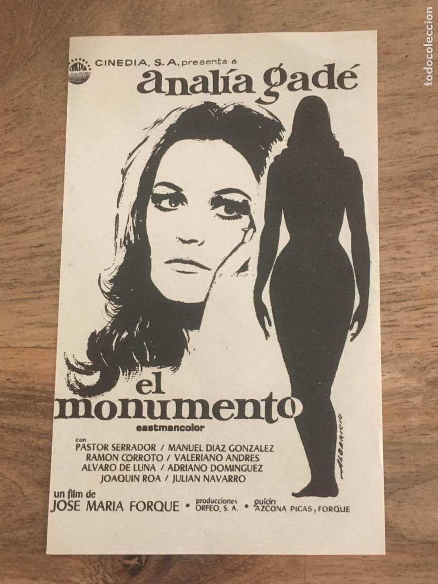 Cine: el monumento analia gade folleto de mano local original estreno perfecto estado