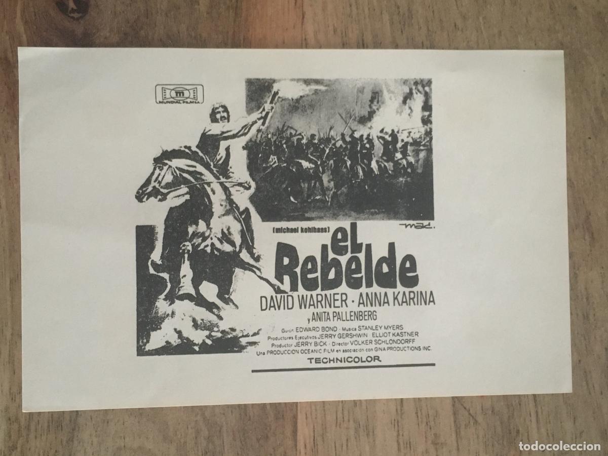 Cine: el rebelde anna karina mac folleto de mano local original estreno perfecto estado