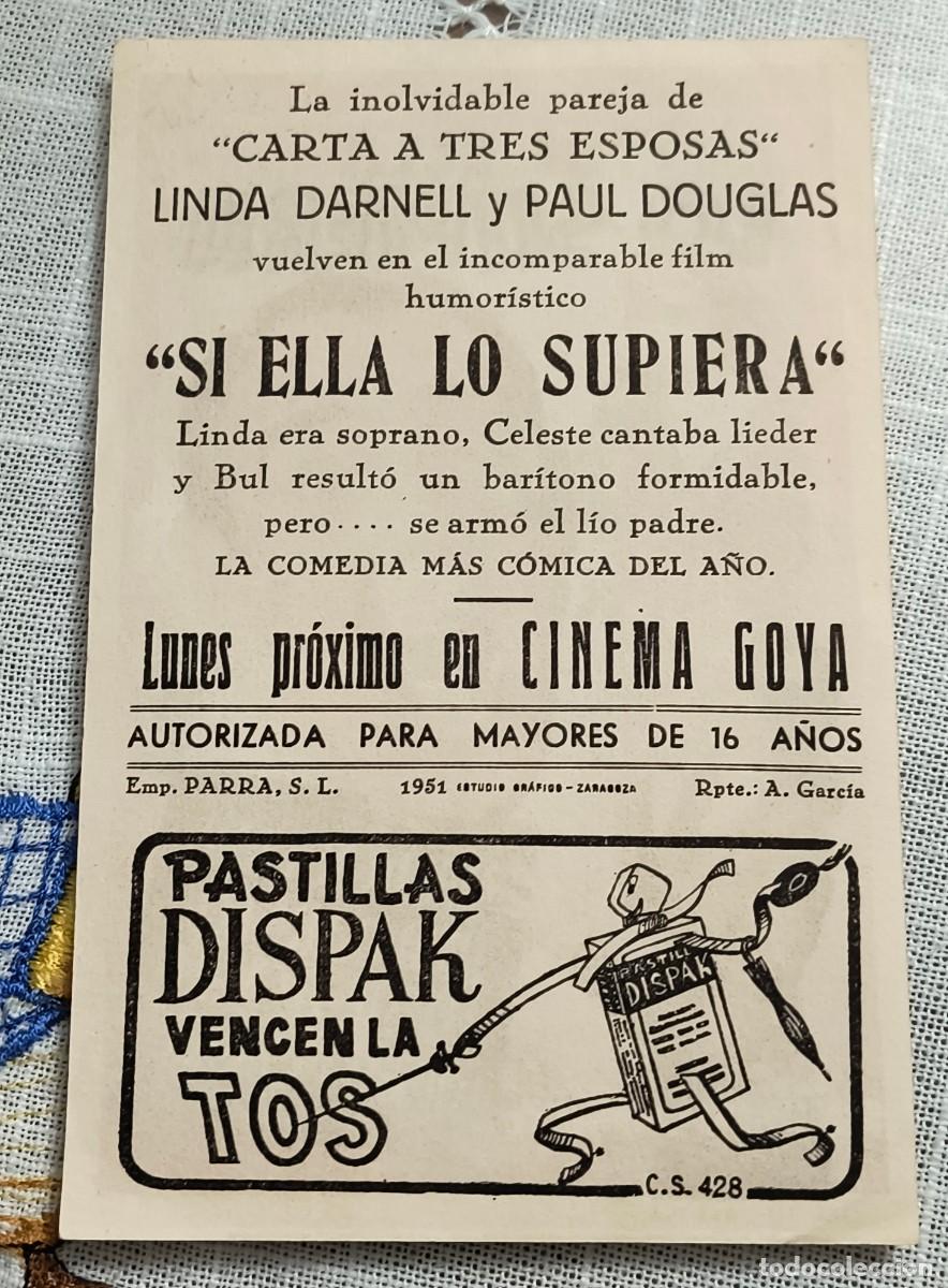 Cine: CINE PROGRAMA DE MANO - SI ELLA LO SUPIERA / CON PUBLICIDAD - Foto 2