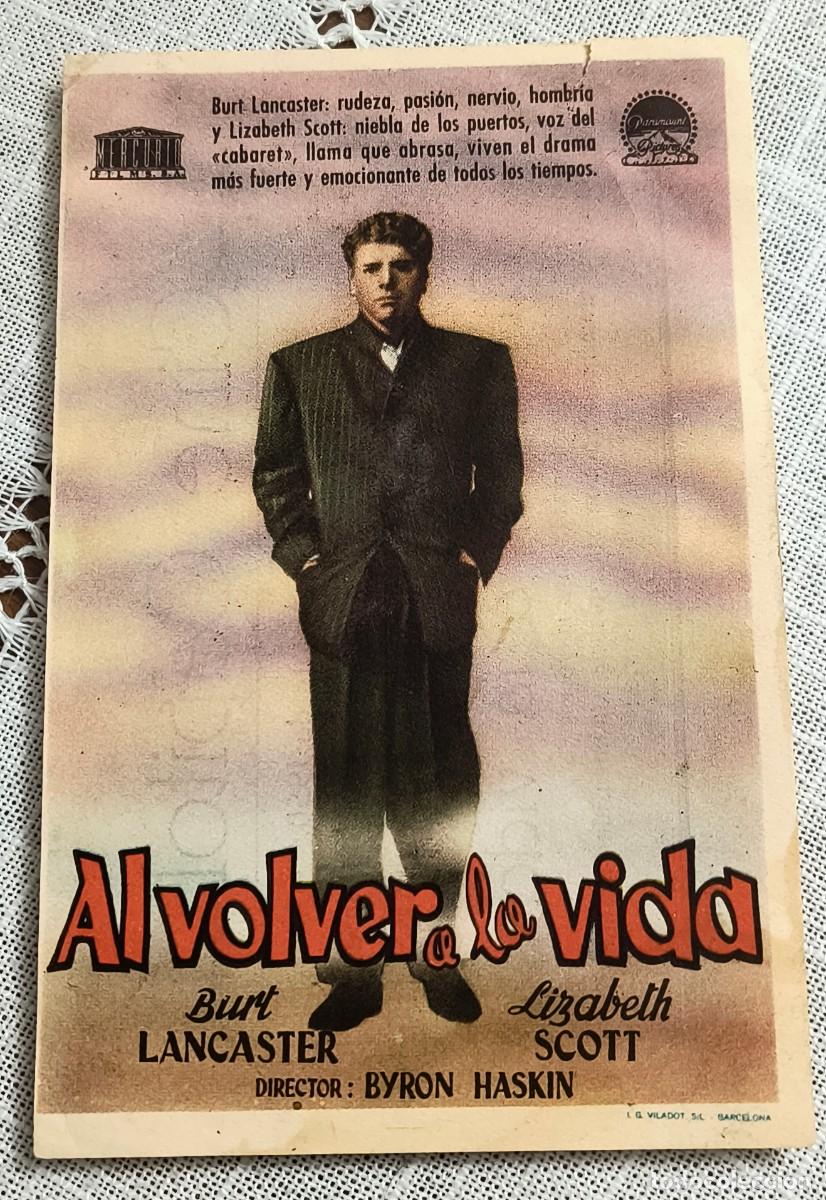 Cine: CINE PROGRAMA DE MANO - AL VOLVER A LA VIDA / CON PUBLICIDAD - Foto 1