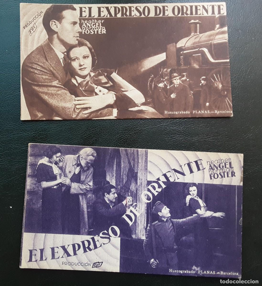 Cine: El Expreso de Oriente, 2 tarjetaS Fox a&ntilde;os 30, una con cine AL DORSO, Heather Angel