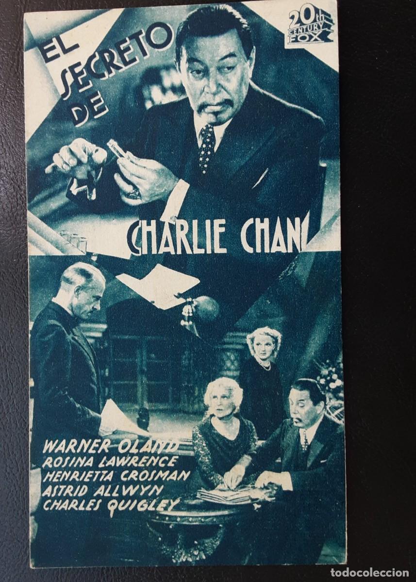 Cine: El secreto de Charlie Chan, tarjeta Fox a&ntilde;os 30, con cine AL DORSO, Warner Oland