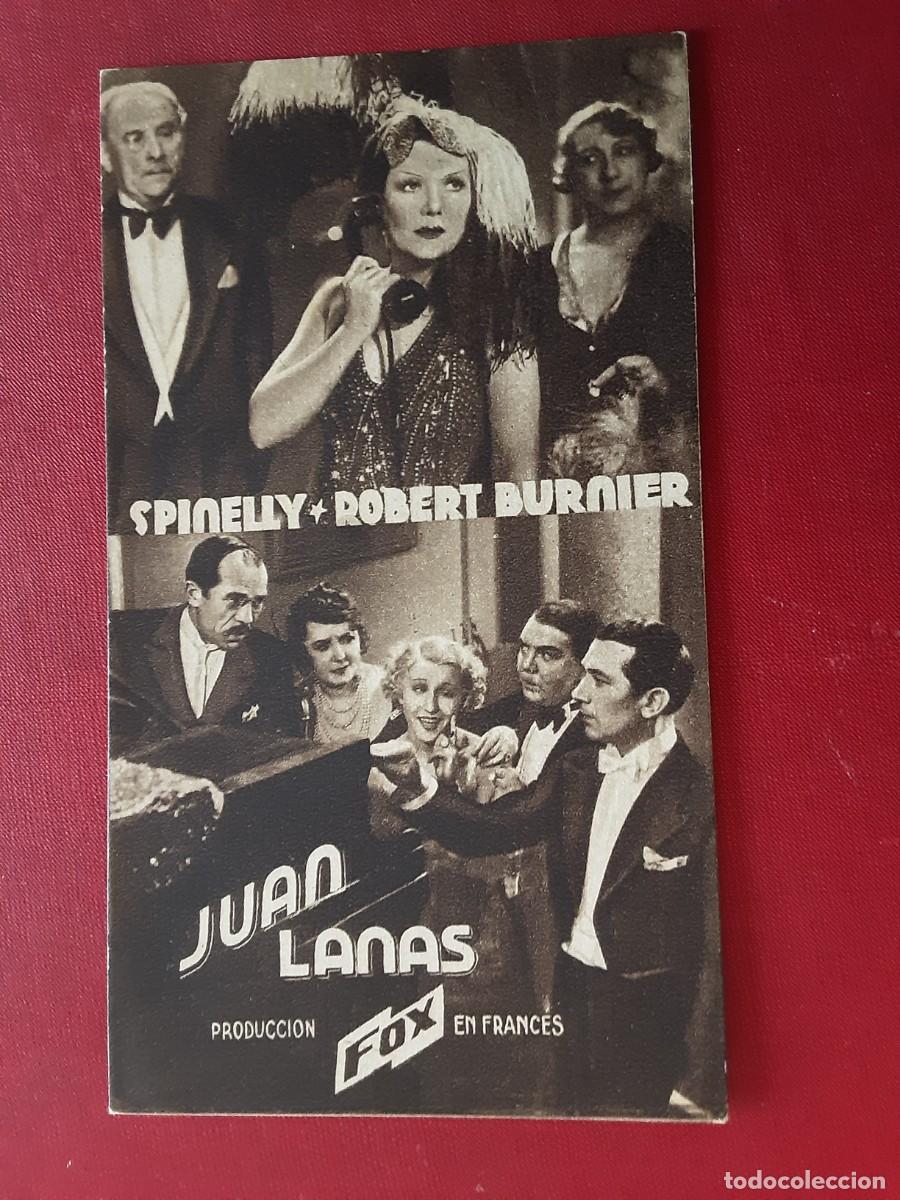 Cine: JUAN LANAS, tarjeta FOX a&ntilde;os 30, SIN cine al dorso. SPINELLY