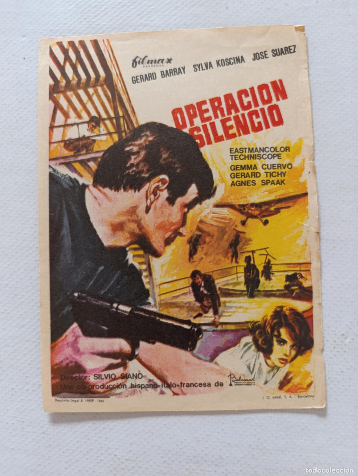 Cine: FOLLETO DE MANO - OPERACION SILENCIO - GERARD BARRAY - SIN PUBLICIDAD (150C)