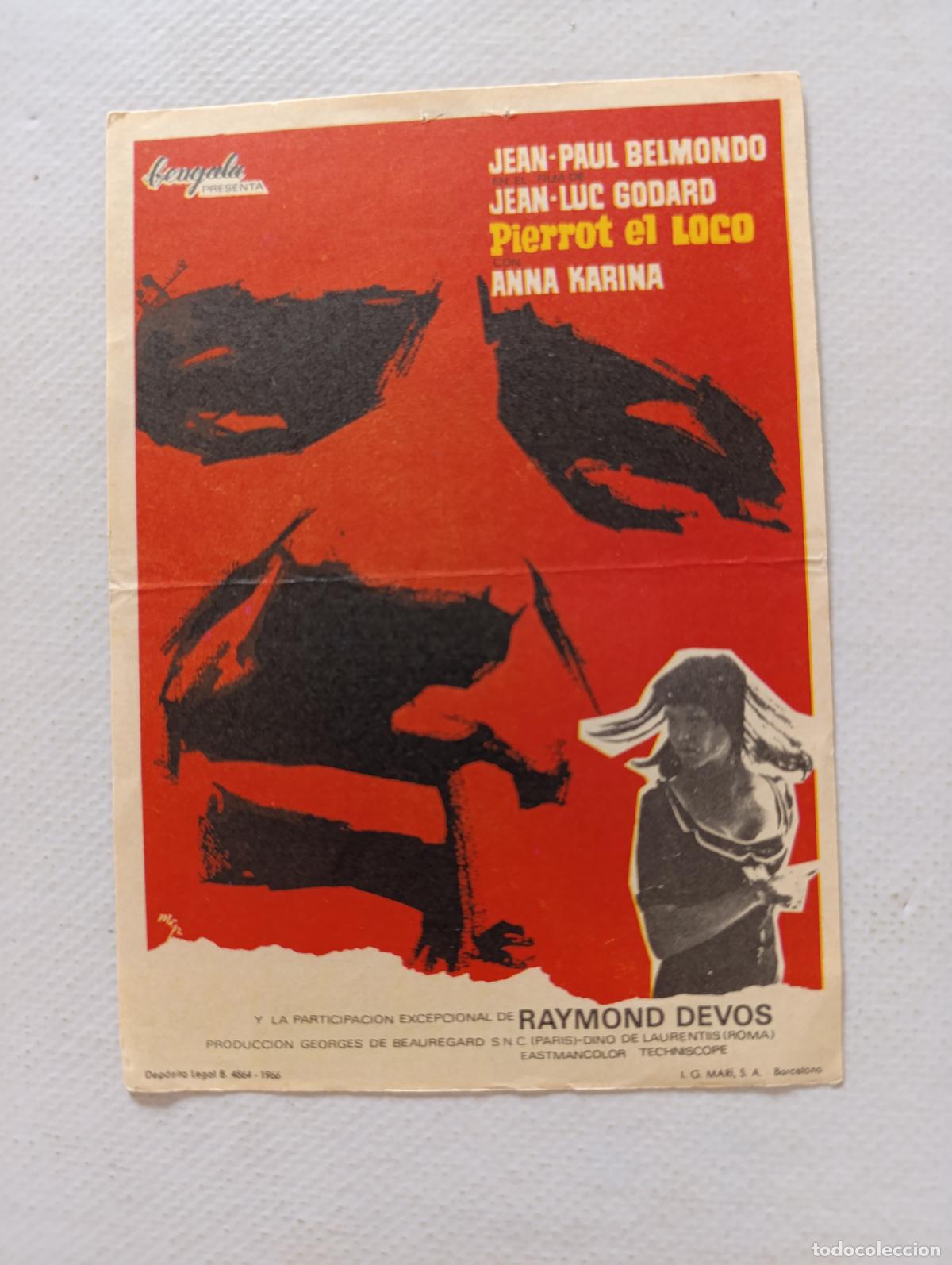 Cine: FOLLETO DE MANO - PIERROT EL LOCO - JEAN-PAUL BELMONDO - JEAN-LUC GODARD (150E)