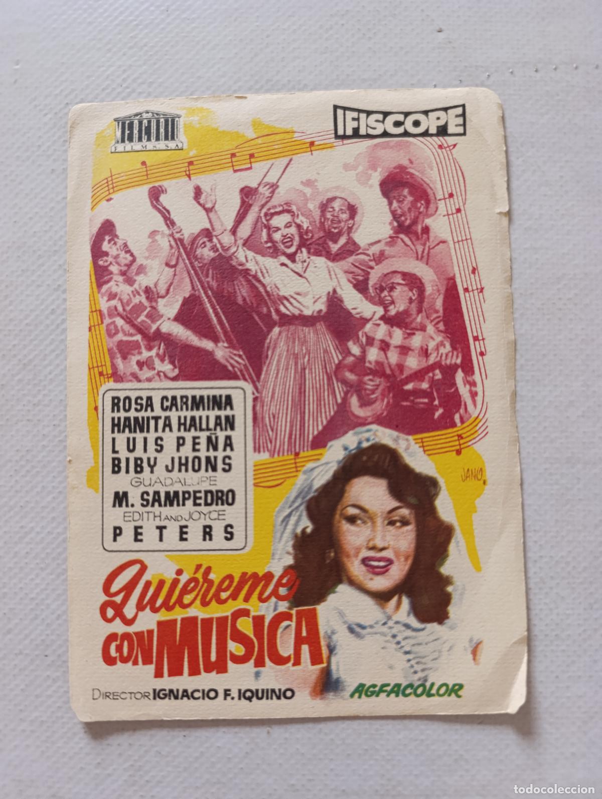 Cine: FOLLETO DE MANO - QUIEREME CON MUSICA - ROSA CARMINA - SIN PUBLICIDAD (150F)