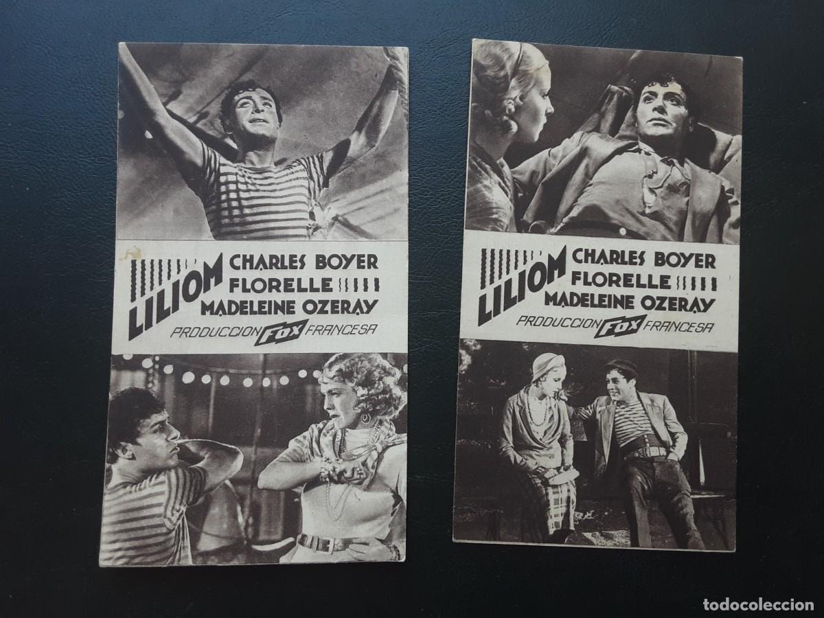 Cine: LILIOM, 2 tarjeta FOX a&ntilde;os 30, UNA con cine al dorso. Charles Boyer