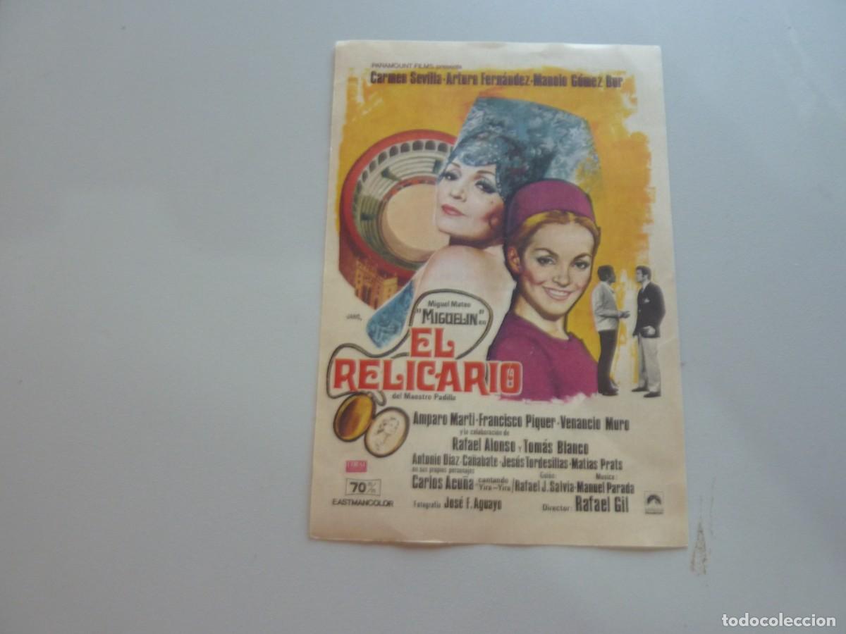 Cine: Folleto de cine EL RELICARIO con publicidad