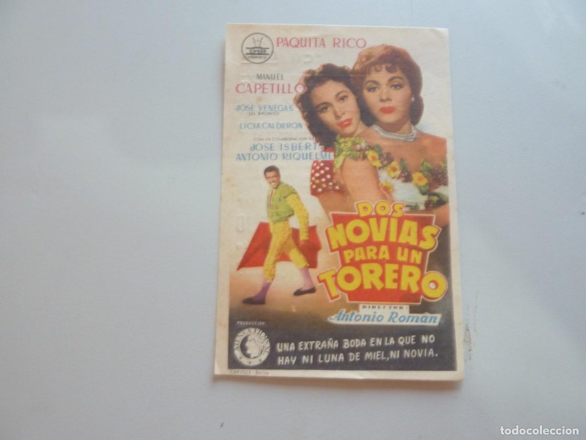 Cine: Folleto de cine DOS NOVIAS PARA UN TORERO con publicidad