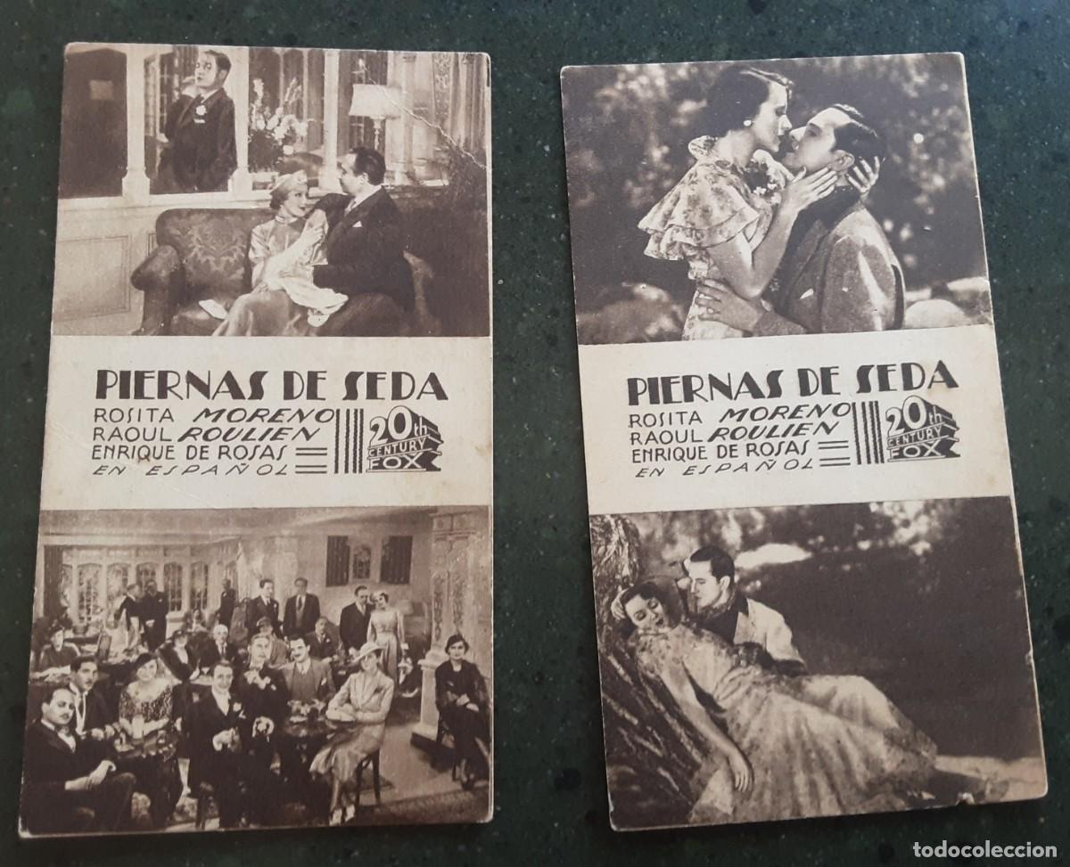 Cine: PIERNAS DE SEDA, 2 tarjetas FOX a&ntilde;os 30, con cine al dorso. ROSITA MORENO, RAOUL ROULIEN.