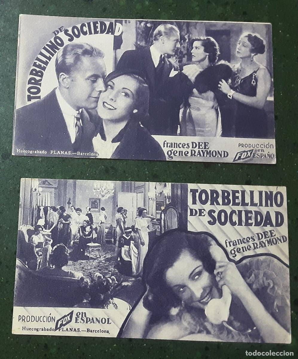 Cine: TORBELLINO DE SOCIEDAD, 2 tarjetas FOX a&ntilde;os 30. Frances Dee, Gene Raymond.