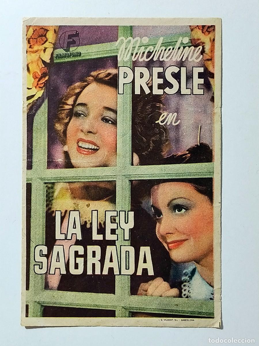 Cine: Programa Sencillo Orig: LA LEY SAGRADA. Micheline Presle - Cine Avenida (San Fernando)