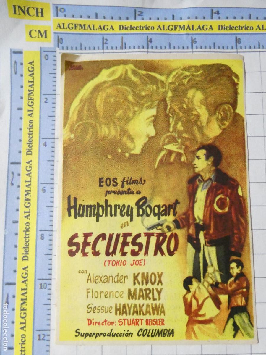 Cine: PROGRAMA MANO PELICULA SECUESTRO HUMPHREY BOGART. PUBLICIDAD TEATRO CERVANTES M&Aacute;LAGA. 373