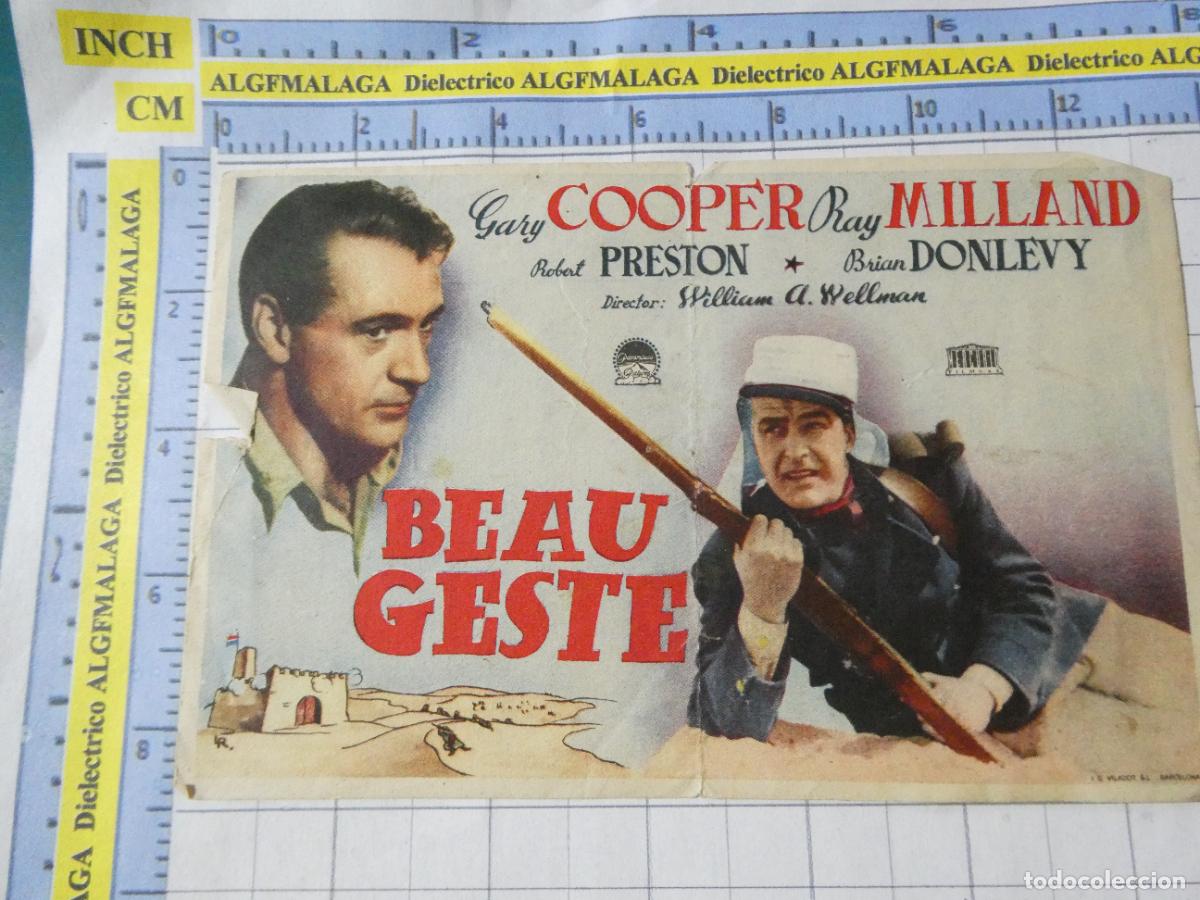 Cine: PROGRAMA MANO PELICULA BEAU GESTE GARY COOPER. PUBLICIDAD CINE ECHEGARAY M&Aacute;LAGA. 383