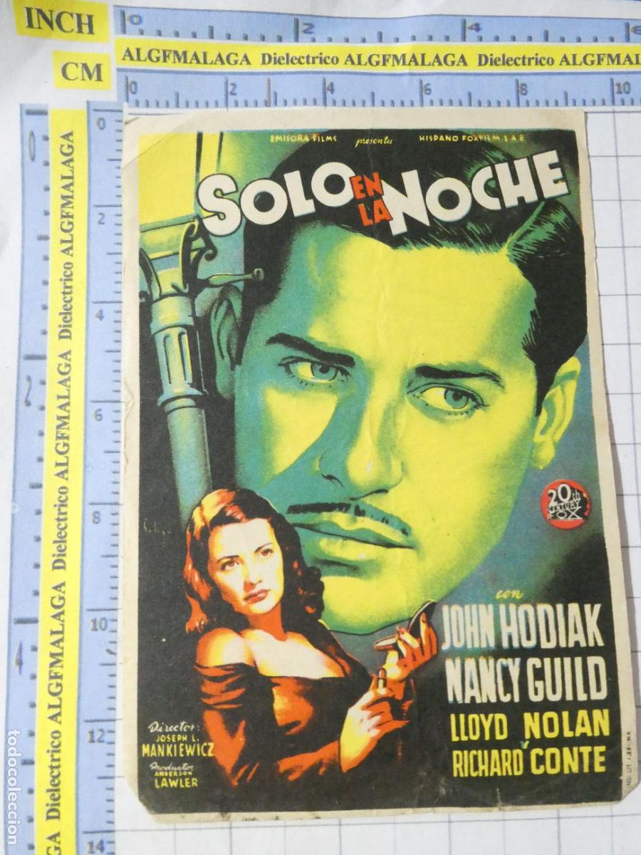 Cine: PROGRAMA MANO PELICULA SOLO EN LA NOCHE. PUBLICIDAD CINE ECHEGARAY M&Aacute;LAGA. 386