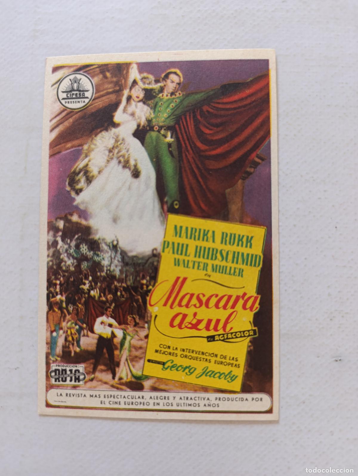 Cine: FOLLETO DE MANO - MASCARA AZUL - MARIKA RUKK - SIN PUBLICIDAD (150G)