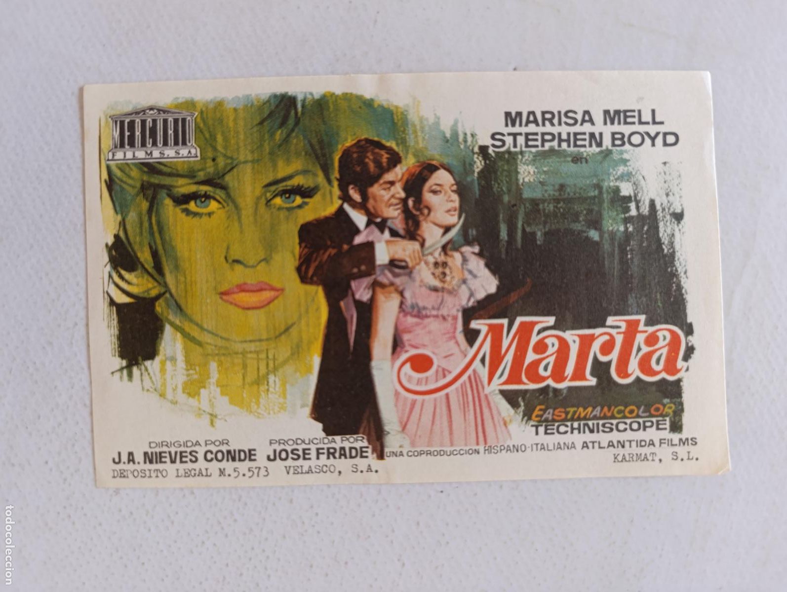 Cine: FOLLETO DE MANO - MARTA - MARISA MELL, STEPHEN BOYD - SIN PUBLICIDAD (150G)