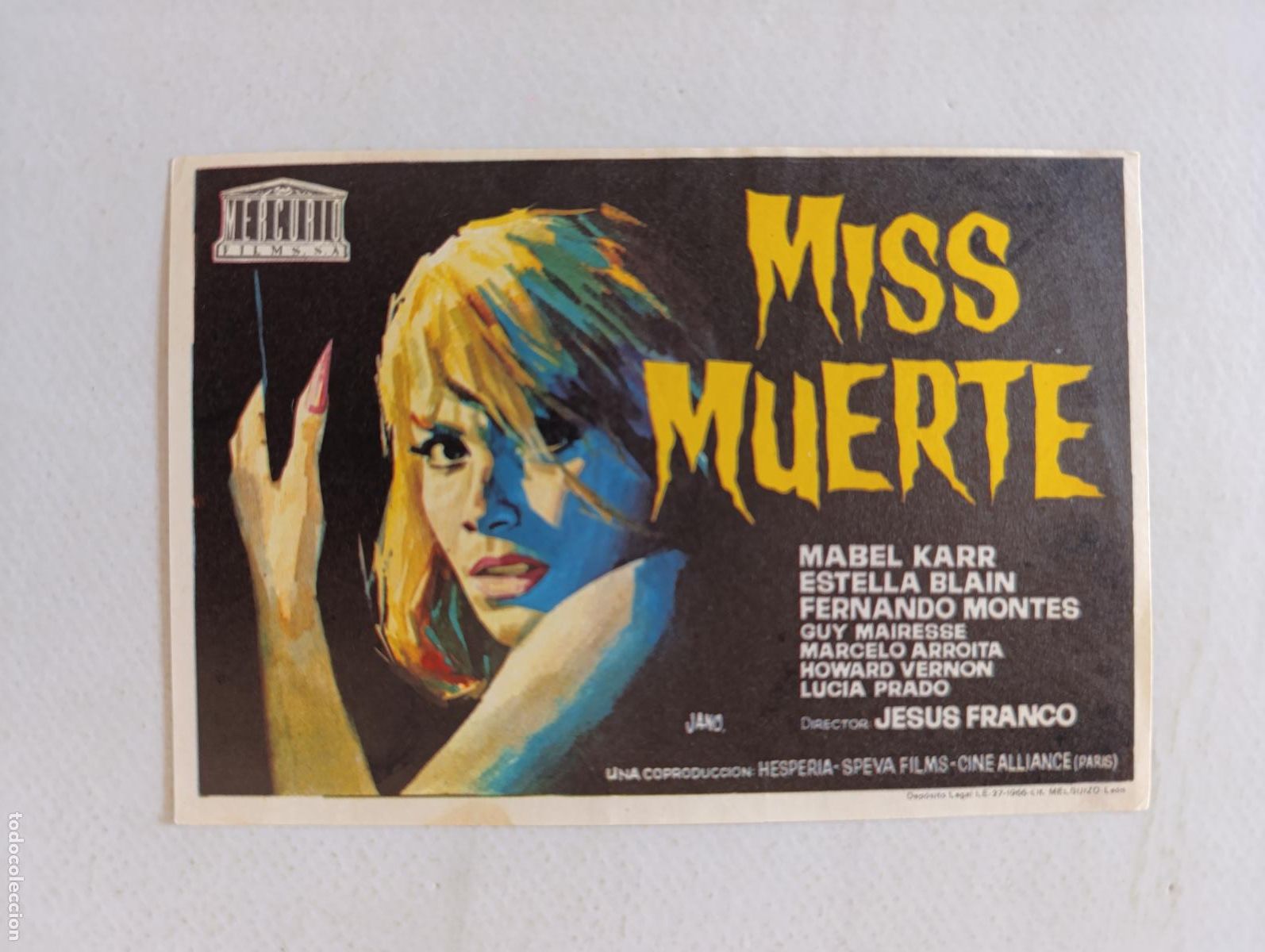 Cine: FOLLETO DE MANO - MISS MUERTE - MABEL KARR - SIN PUBLICIDAD (150H)