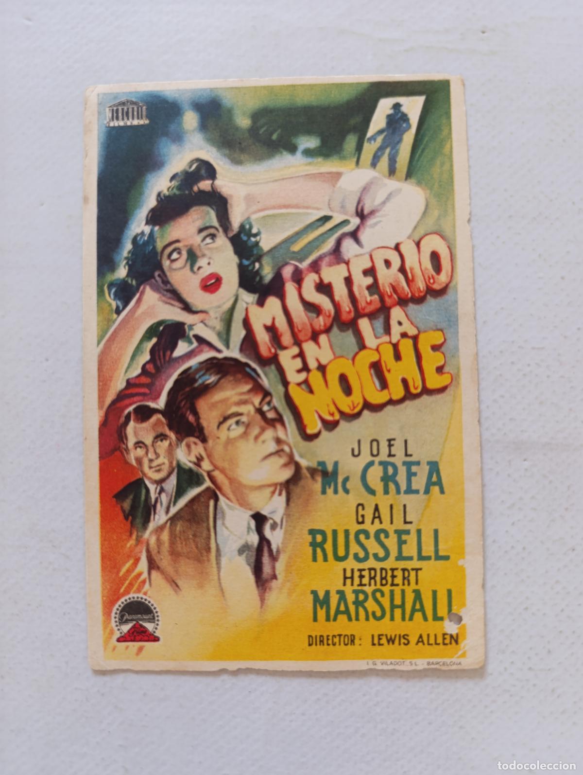 Cine: FOLLETO DE MANO - MISTERIO EN LA NOCHE - JOEL MC CREA - SIN PUBLICIDAD (150H)
