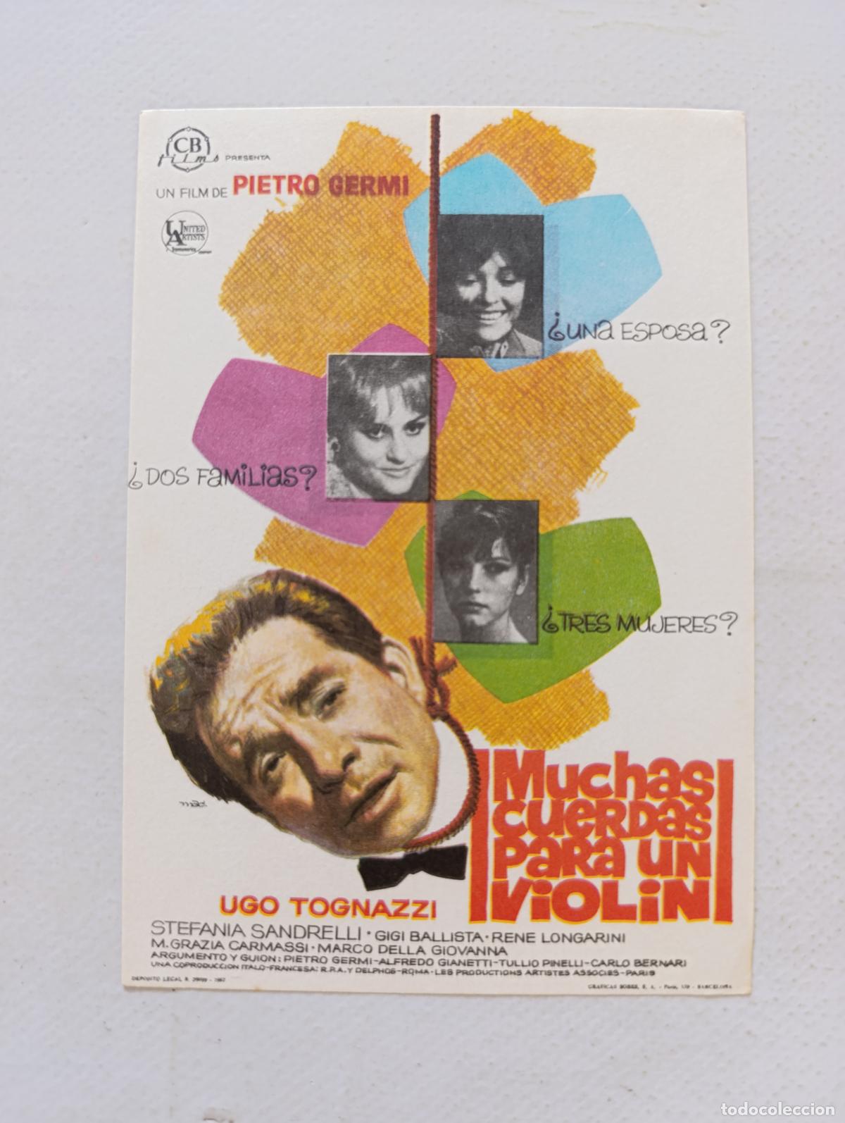 Cine: FOLLETO DE MANO - MUCHAS CUERDAS PARA UN VIOLIN - UGO TOGNAZZI - SIN PUBLICIDAD (150H)