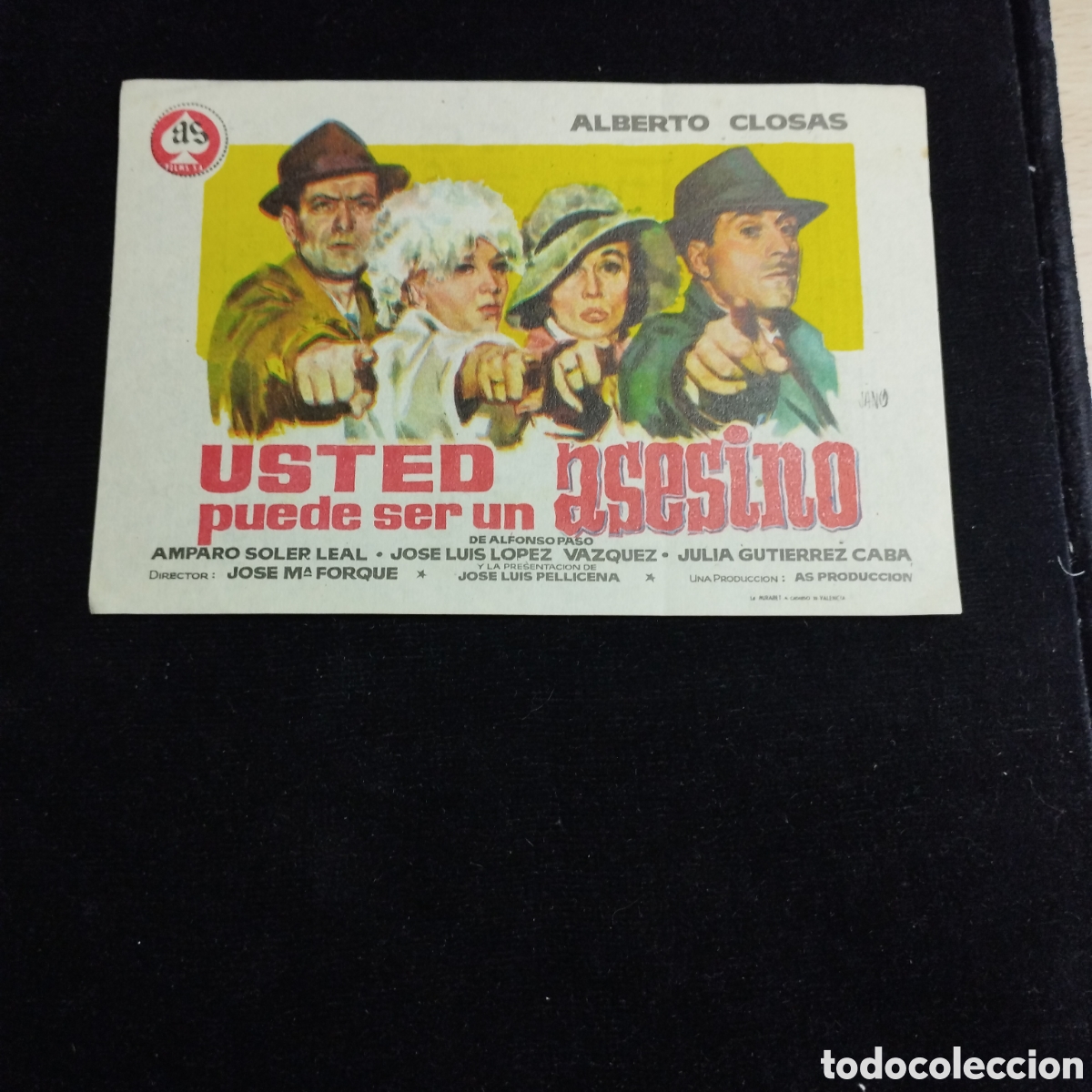 Cine: Programa de cine sencillo. Usted puede ser un asesino. Amparo Soler. Jos&eacute; Luis L&oacute;pez V&aacute;zquez. 1961.