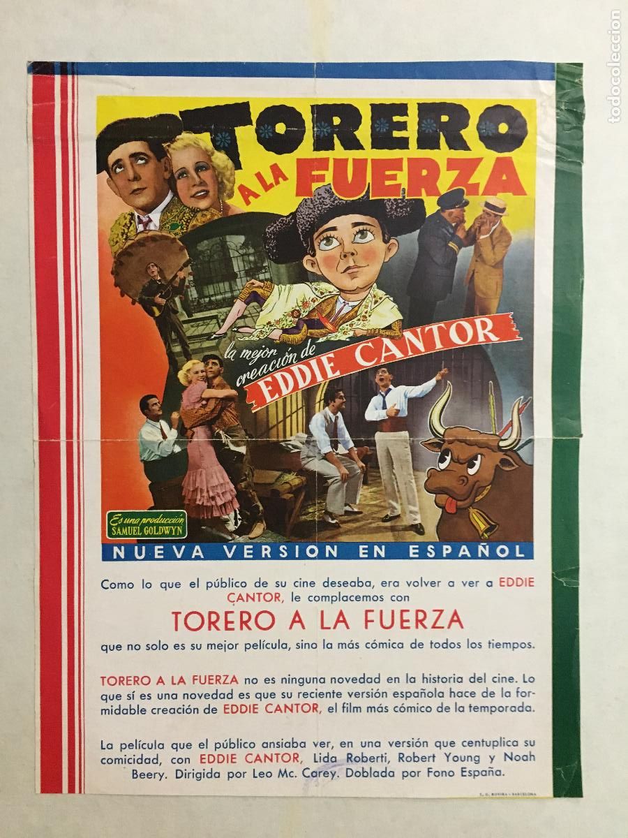 Cine: PTEB 109 TORERO A LA FUERZA PROGRAMA PASQUIN ORTIZ EDDIE CANTOR