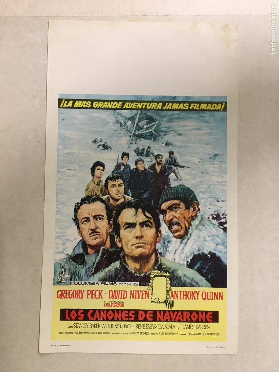 Cine: PTEB 109 LOS CA&Ntilde;ONES DE NAVARONE PROGRAMA PASQUIN COLUMBIA GREGORY PECK DAVID NIVEN ANTHONY QUINN