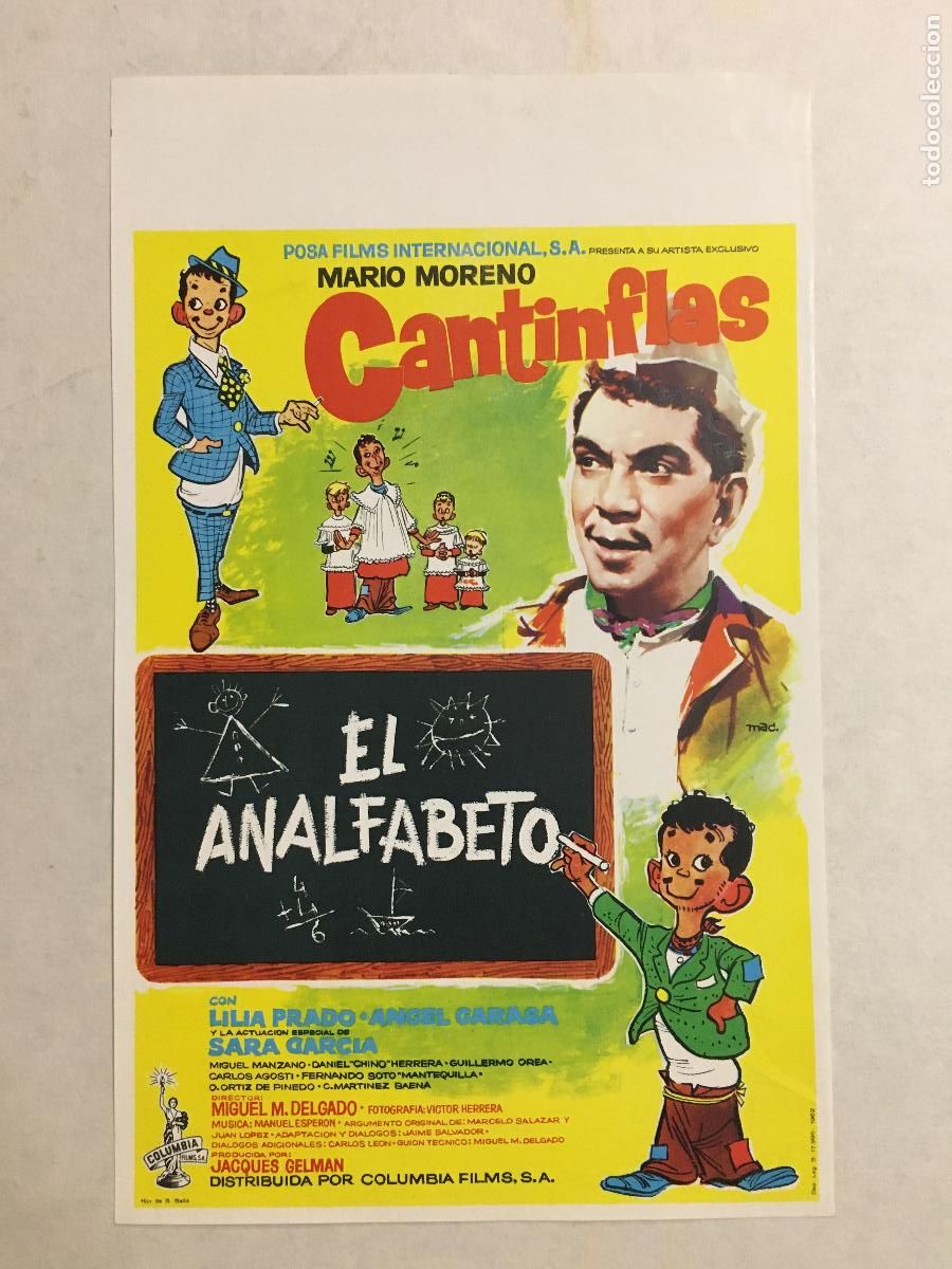 Cine: PTEB 109 EL ANALFABETO PROGRAMA SENCILLO PASQUIN COLUMBIA CANTINFLAS